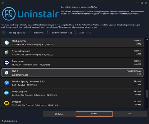 Uninstalr screenshot 1