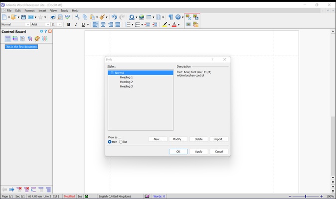 Atlantis Word Processor Lite screenshot 1