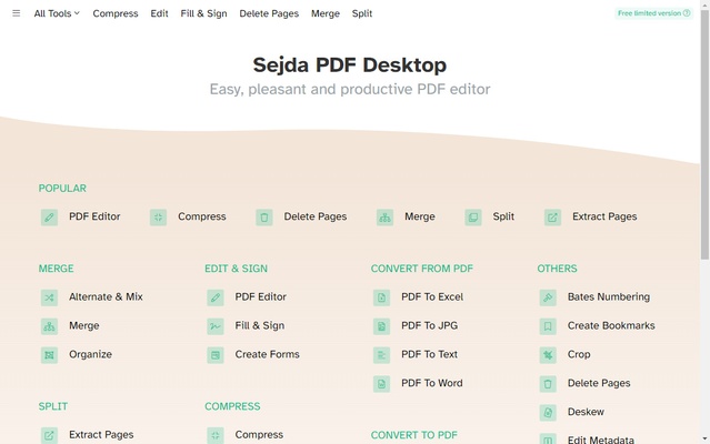 Sejda PDF Desktop screenshot 1