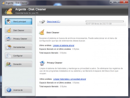 Argente Disk Cleaner screenshot 1