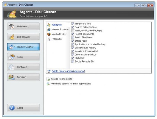 Argente Disk Cleaner screenshot 1