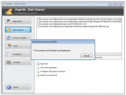 Argente Disk Cleaner screenshot 1
