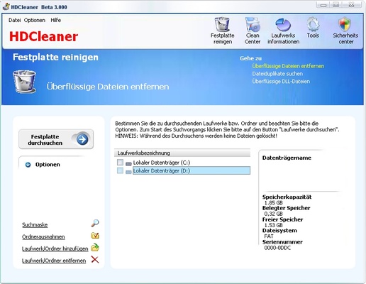 HDCleaner screenshot 1