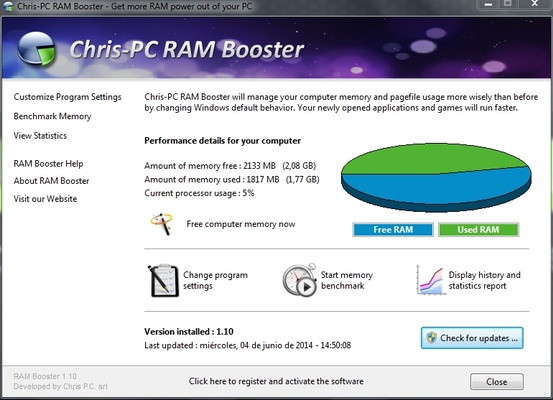 ChrisPC RAM Booster screenshot 1