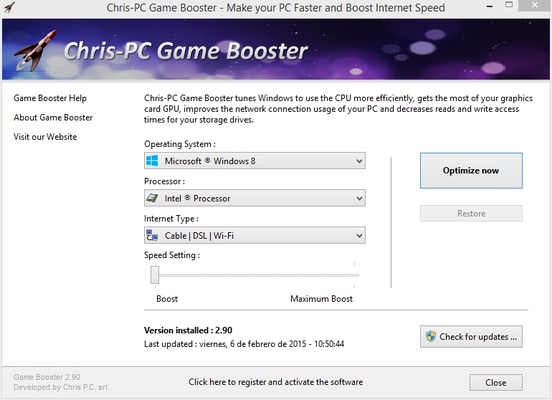 ChrisPC Game Booster screenshot 1