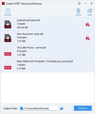 Cisdem PDF Password Remover screenshot 1