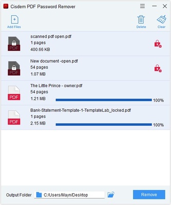 Cisdem PDF Password Remover screenshot 1