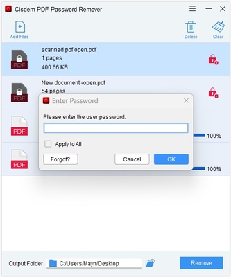 Cisdem PDF Password Remover screenshot 1