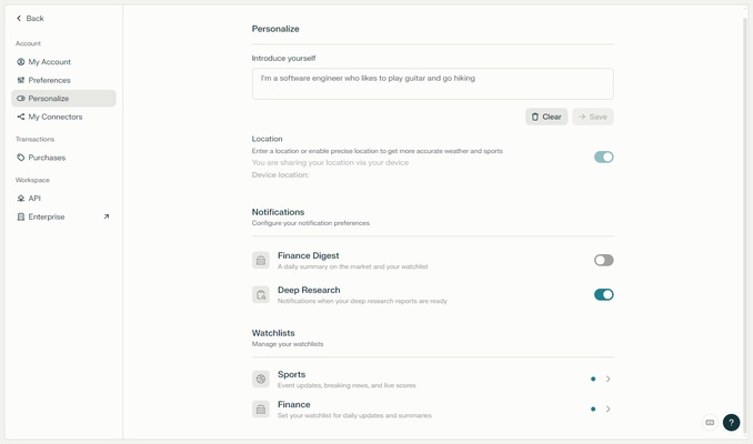 Perplexity screenshot 1