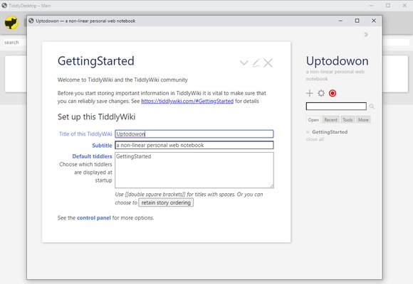 TiddlyDesktop screenshot 1