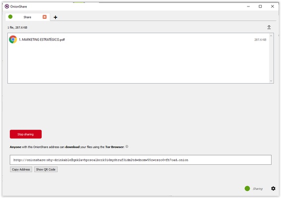 OnionShare screenshot 1