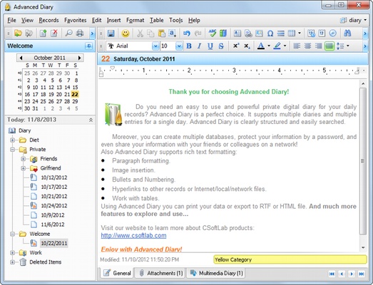 Advanced Diary screenshot 1