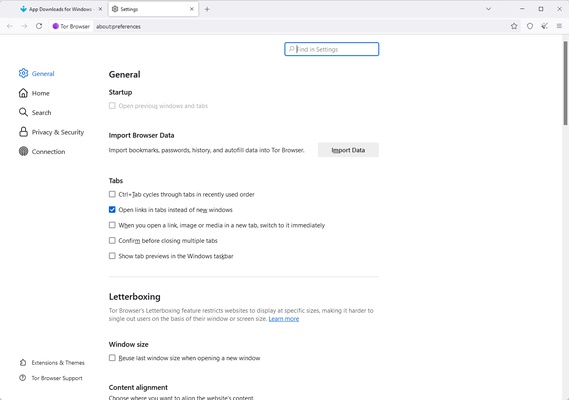 Tor Browser screenshot 1