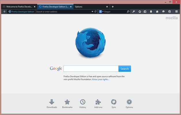 Firefox Developer Edition screenshot 1