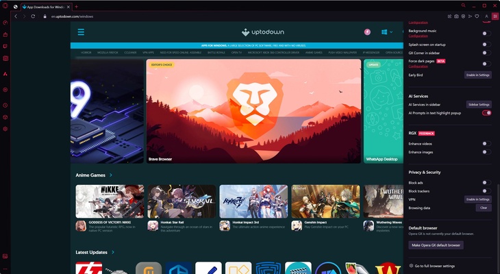Opera GX screenshot 1