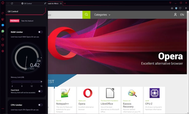 Opera GX screenshot 1