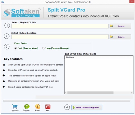 Softaken Split vCard Pro screenshot 1