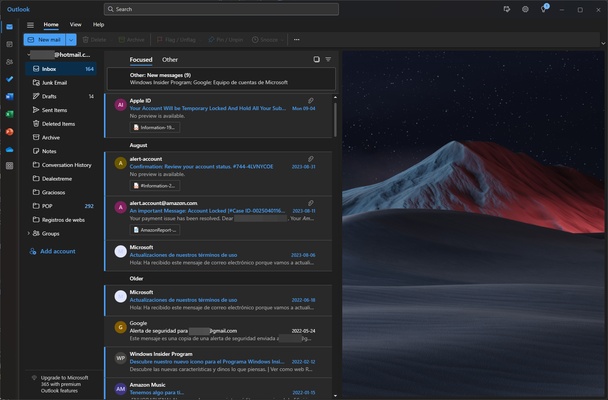 Outlook screenshot 1