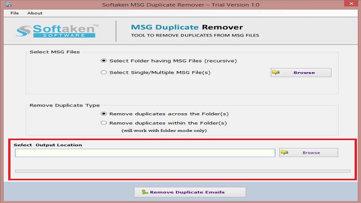 Softaken MSG Duplicate Remover screenshot 1