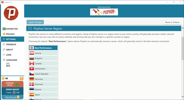Psiphon screenshot 1