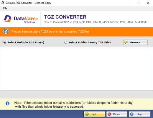 DataVare TGZ to MBOX Converter screenshot 1