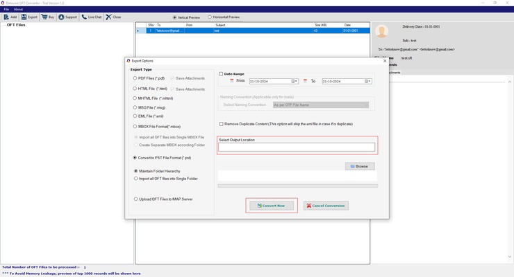 DataVare OFT to PST Converter Expert screenshot 1