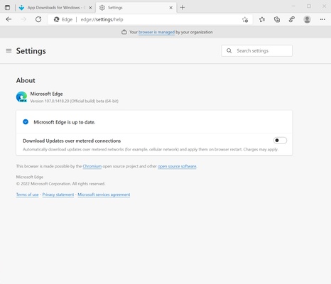 Microsoft Edge Beta screenshot 1