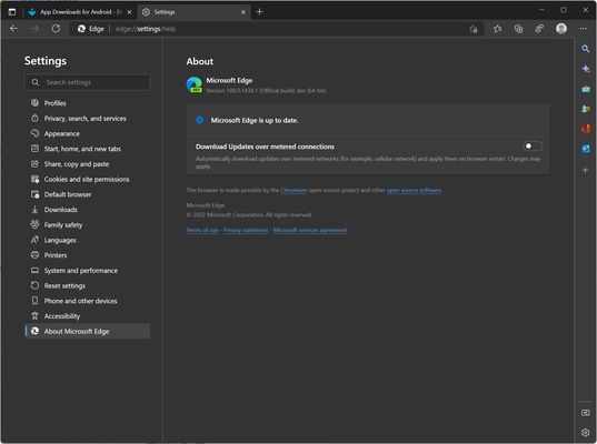 Microsoft Edge Dev screenshot 1