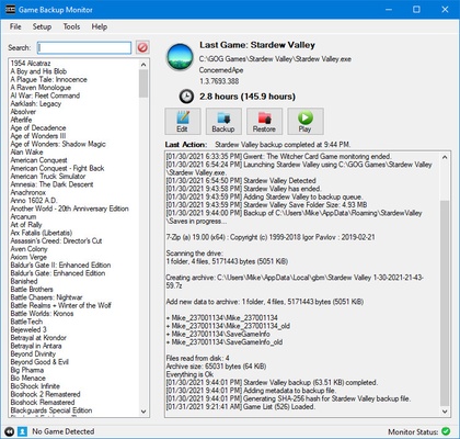 Game Backup Monitor screenshot 1