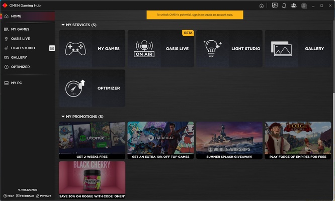 HP OMEN Gaming Hub screenshot 1