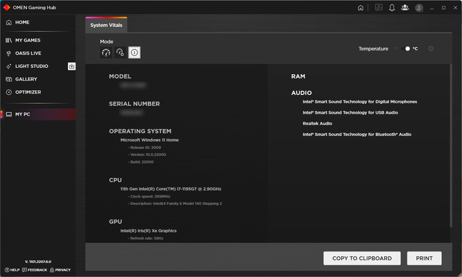 HP OMEN Gaming Hub screenshot 1