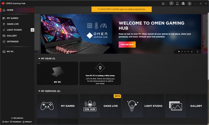 HP OMEN Gaming Hub screenshot 1