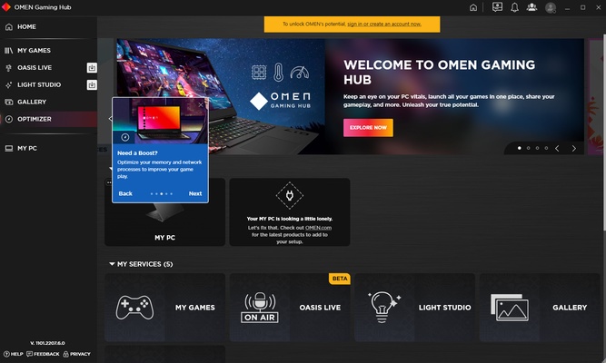 HP OMEN Gaming Hub screenshot 1