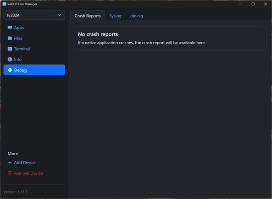 webOS Dev Manager screenshot 1