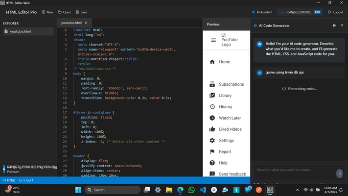 HTML Editor PRO - Ai Agent screenshot 1