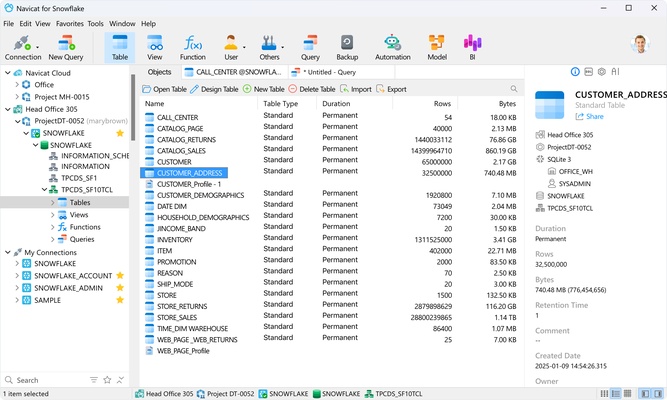 Navicat for Snowflake screenshot 1