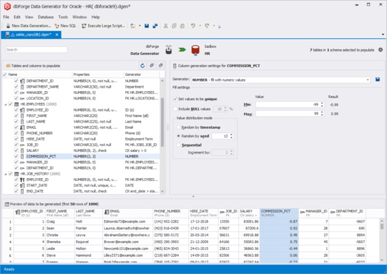 dbForge Data Generator for Oracle screenshot 1