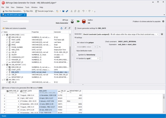 dbForge Data Generator for Oracle screenshot 1
