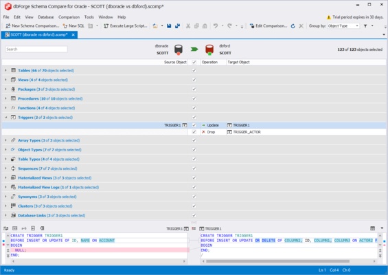 dbForge Schema Compare for Oracle screenshot 1