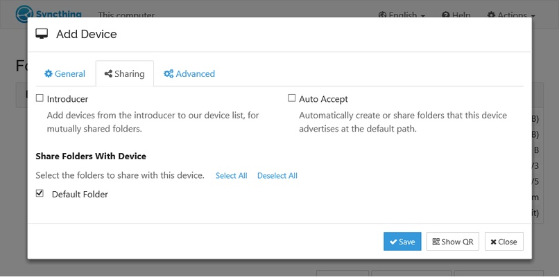 Syncthing screenshot 1