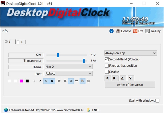 DesktopDigitalClock screenshot 1