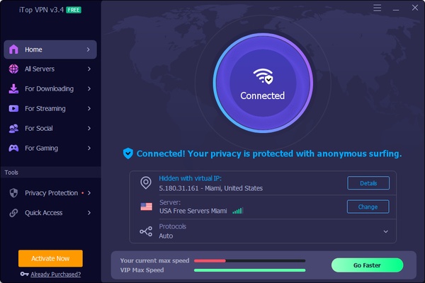 iTop VPN screenshot 1