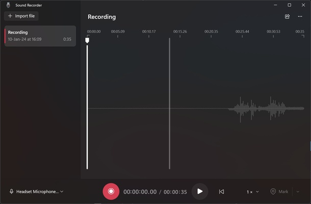 Windows Sound Recorder screenshot 1