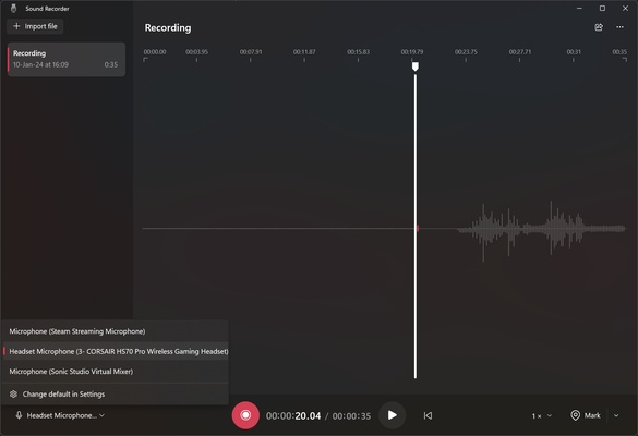 Windows Sound Recorder screenshot 1
