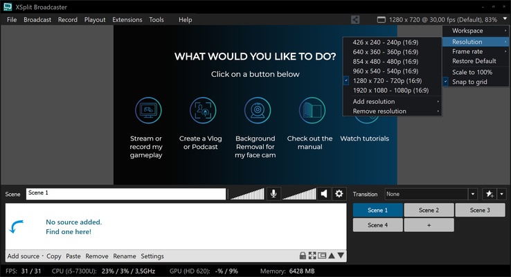 XSplit Broadcaster screenshot 1
