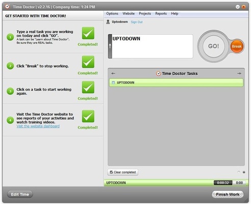 Time Doctor OS X screenshot 1
