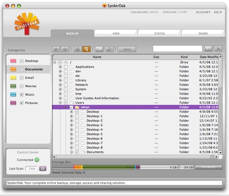 SpiderOak screenshot 1