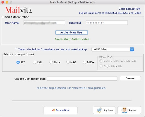 Mailvita Gmail Backup for Mac screenshot 1