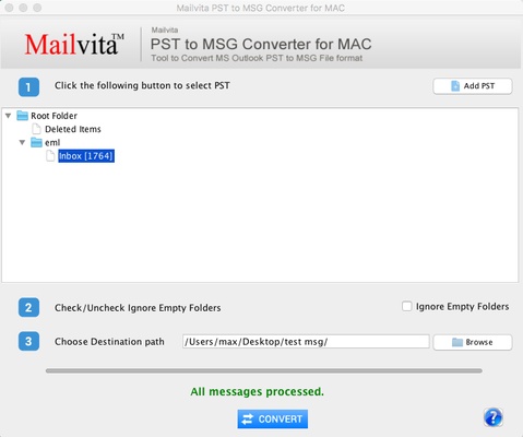 Mailvita PST to MSG Converter For Mac screenshot 1