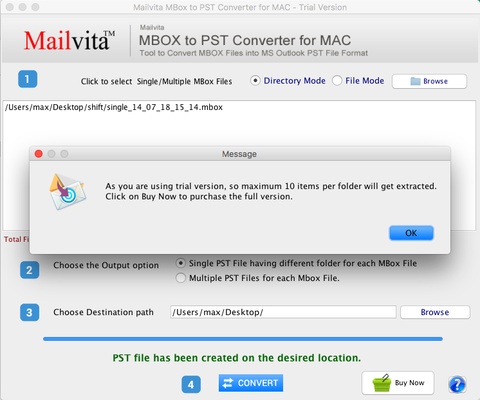 Mailvita MBOX to PST Converter For Mac Software screenshot 1